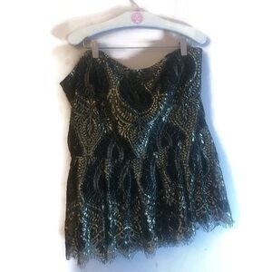 maree pour toi women’s plus size Black And Gold sleeveless blouse / top sz 24